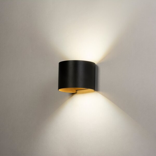 Nástěnné venkovní designové LED svítidlo Daniel Black and Gold (LMD)