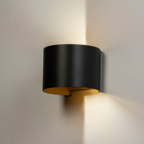 Nástěnné venkovní designové LED svítidlo Daniel Black and Gold (LMD)
