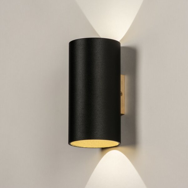 Nástěnné koupelnové designové svítidlo Baurne Black and Gold (LMD)