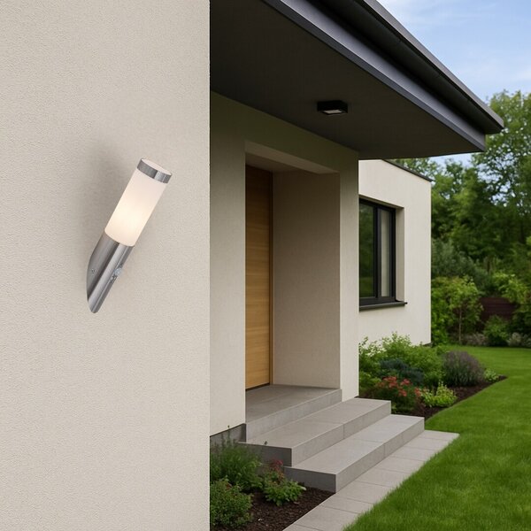 Rabalux 8266 Inox torch Nástěnné venkovní světlo | E27 | Bílá | Chrom | Kov - r-8266