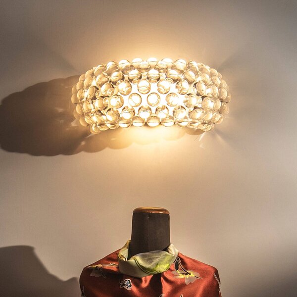 Foscarini Nástěnné svítidlo Caboche Plus media R7s čiré, stmívatelný, Čirá / transparetní, Obývací pokoj / jídelna, Plast, Design