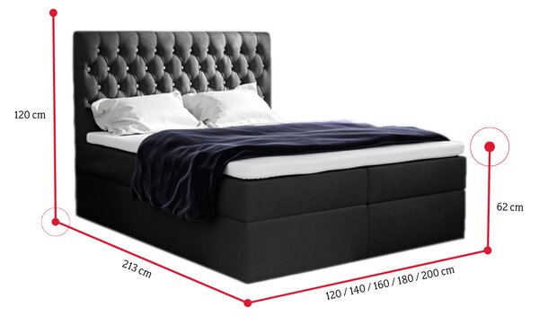 Čalouněná postel boxspring TOMIO + topper, 160x200, jasmine 21