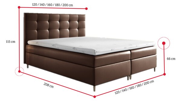 Čalouněná postel boxspring MARIANA + vrchní matrace, 140x200, madryt 9100