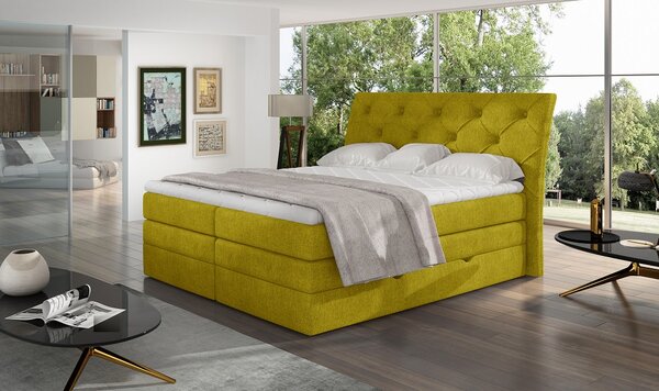 Kvalitní box spring postel Marek 180x200, žlutá