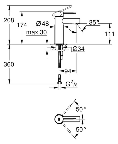 Grohe Essence umyvadlová baterie stojící chrom 34294001