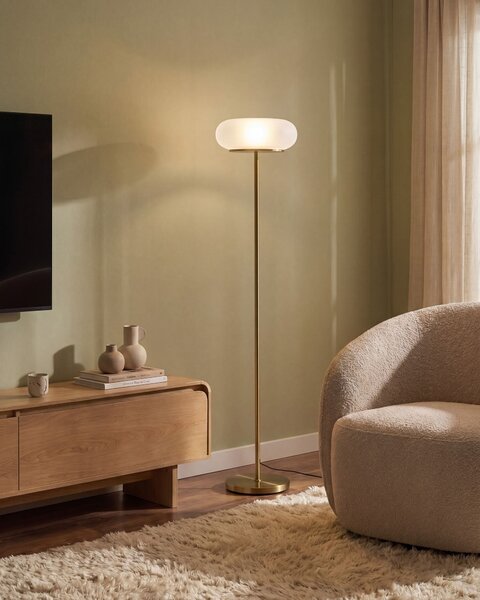 LED stojací lampa NITH se stmívačem Sklo Bílá