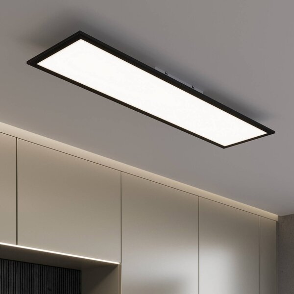 Briloner LED panel Piatto dálkové ovládání 100x25 černá, stmívatelný, Černá, Obývací pokoj / jídelna, kov, Moderní