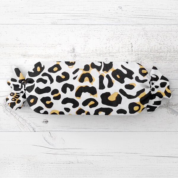 Biante Polštář válec bonbon Sandra SA-409 Leopardí vzor na bílém 15x40 cm