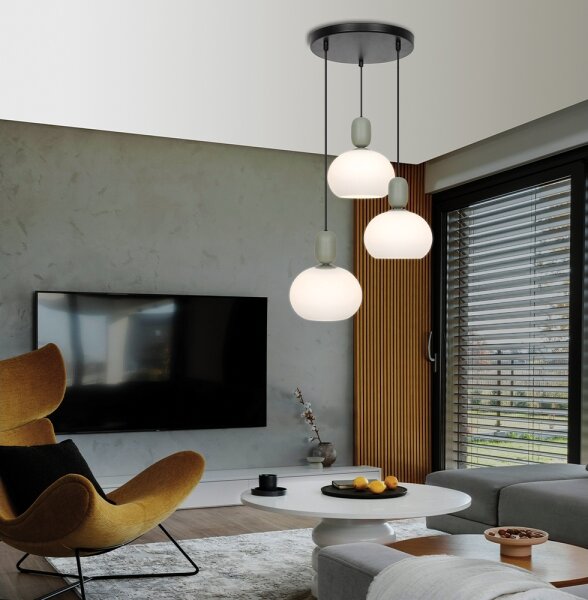 Lustr na lanku VALISIA 3xE27/40W/230V černá/olivová