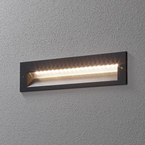 BEGA 33055 LLED podhledové 3 000K grafit 32 cm, Hliník / šedá / zinek, Chodba, Hliník, Zapuštěné hranaté