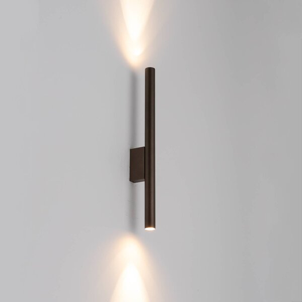 Nowodvorski Lighting Nástěnné světlo Laser, hnědé, kov, výška 40 cm, G9, stmívatelný, Hnědá / rez, Obývací pokoj / jídelna, kov, Moderní
