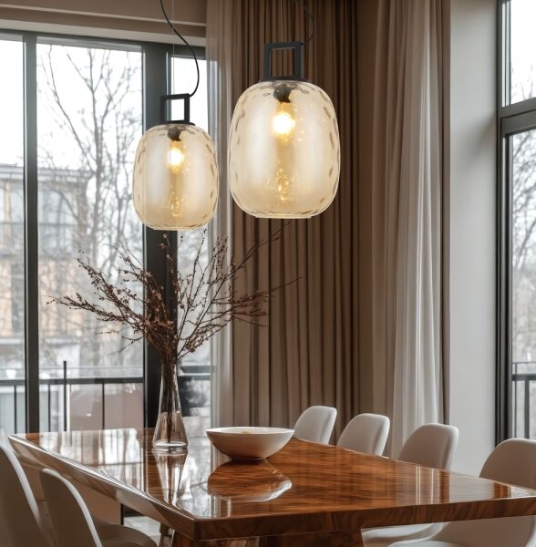 Lustr na lanku LUCY 1xE27/40W/230V kouřová béžová