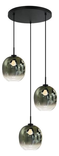 Lustr na lanku MIRROR 3xE27/14W/230V kouřová zelená