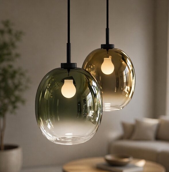 Lustr na lanku MIRROR 1xE27/14W/230V kouřová zelená