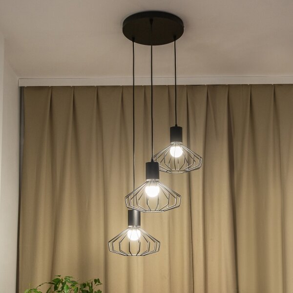 Lustr na lanku SOLANO 3xE27/15W/230V černá/lesklý chrom