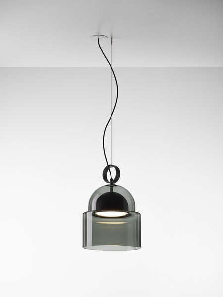 Závěsné designové svítidlo Brokis Dome medium PC1347 Barva skla: Šedá kouřová - transparentní sklo, Povrchová úprava baldachýnu a montury: broušená rose gold lak, Dekor skla: Bez dekoru