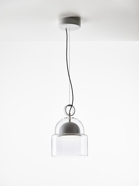Závěsné designové svítidlo Brokis Dome medium PC1347 Barva skla: Šedá kouřová - transparentní sklo, Povrchová úprava baldachýnu a montury: broušená rose gold lak, Dekor skla: Bez dekoru
