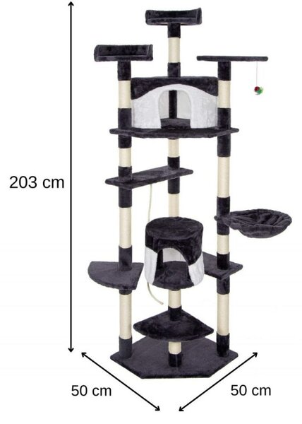 Škrabadlo pro kočky - Domeček Lux 11 pater 203 cm SPRINGOS PA1045