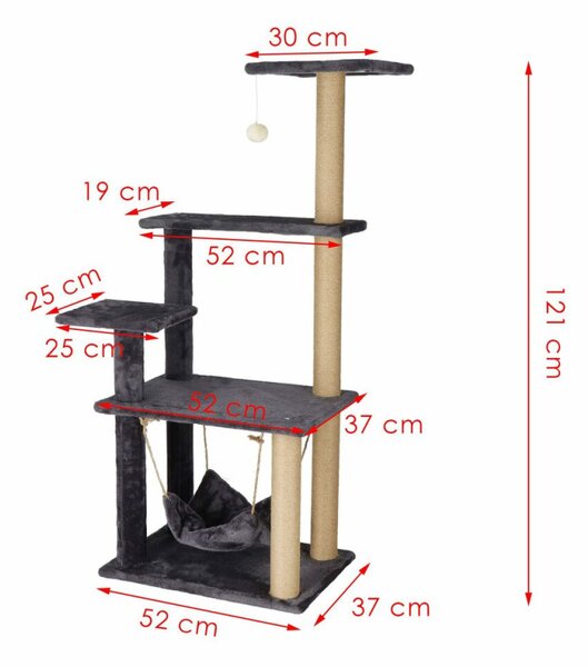 Škrabadlo pro kočky - Věž s houpacím křeslem 5 pater 121 cm SPRINGOS PA1047