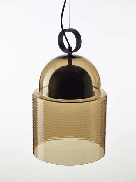 Závěsné designové svítidlo Brokis Dome large PC1348 Barva skla: Šedá kouřová - transparentní sklo, Povrchová úprava baldachýnu a montury: broušená rose gold lak, Dekor skla: Bez dekoru