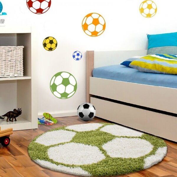 Vopi | Dětský koberec Fun shaggy 6001 green - kulatý 120 cm průměr