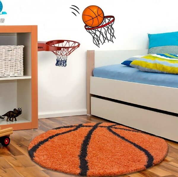 Vopi | Dětský koberec Fun shaggy 6001 orange - kulatý 100 cm průměr