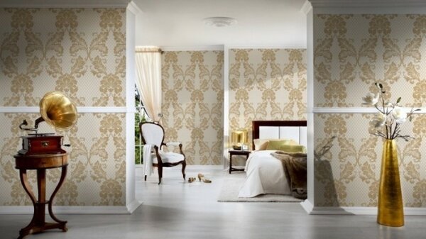 A.S. Création | Vliesová tapeta na zeď Luxury Wallpaper 30544-2 | 0,52 x 10 05 m | metalická, krémová