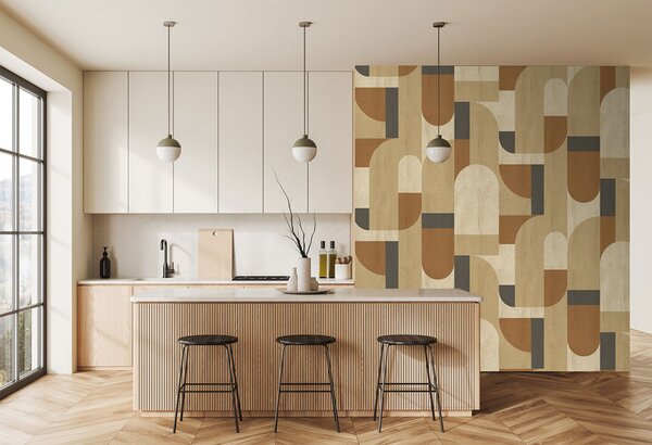 Geometrická vliesová obrazová tapeta na zeď, hnědá, FW4064-1, Feature Walls, Decoprint