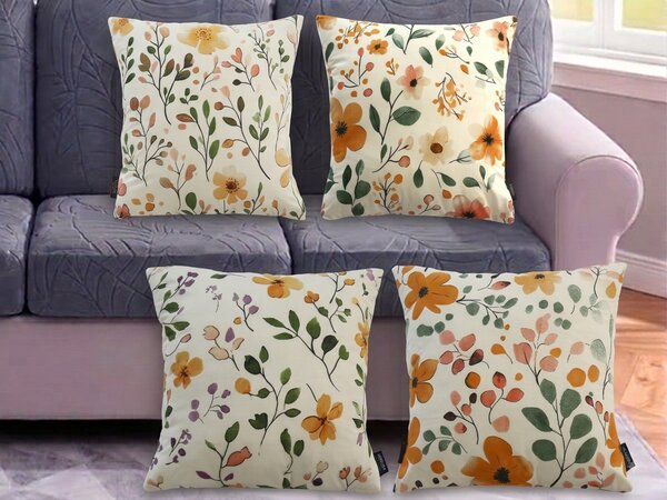 XPOSE® Set povlaků na polštář PASTELOVÉ KVĚTY 43x43 cm - set 4ks