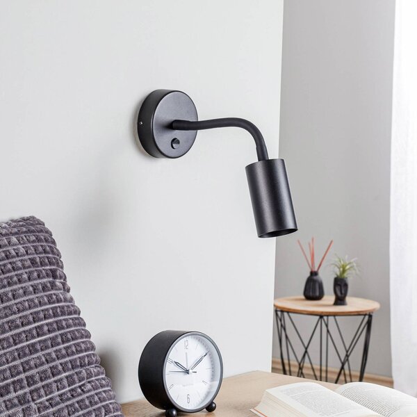 Nowodvorski Lighting Nástěnné světlo Eye Flex S, černé, stmívatelný, Černá, Obývací pokoj / jídelna, kov, Moderní