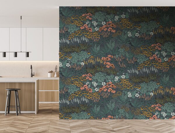 Vliesová obrazová tapeta na zeď, modrá, květiny, FW4062-4, Feature Walls, Decoprint