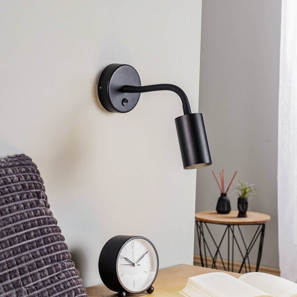 Nowodvorski Lighting Nástěnné světlo Eye Flex S, černé, stmívatelný, Černá, Obývací pokoj / jídelna, kov, Moderní
