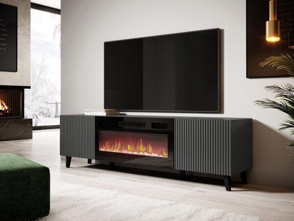TV skříňka Tilderi Grey 180 s krbem, Barva: antracit 5903211205392