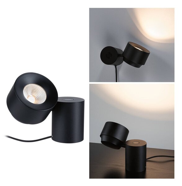 Paulmann Puric Pane I LED stolní lampa, 16 cm, stmívatelný, Černá, Obývací pokoj / jídelna, kov, Moderní