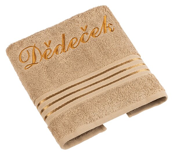 BELLATEX Froté ručník kolekce Linie s výšivkou Dědeček Hnědá 50x100 cm