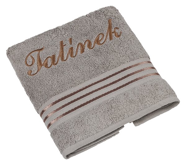 BELLATEX Froté ručník kolekce Linie s výšivkou Tatínek Šedá 50x100 cm