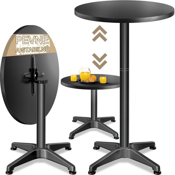 Deuba Hliníkový barový stůl Ø60cm skládací - černý