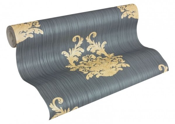 A.S. Création | Vliesová tapeta na zeď Nobile 95861-5 | 0,70 x 10,05 m | šedá, metalická, krémová