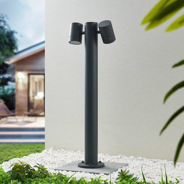 Lucande Maloney sloupkové svítidlo, dvousvítidlo, 75 cm, antracitová barva, stmívatelný, Černá, Hliník, Moderní