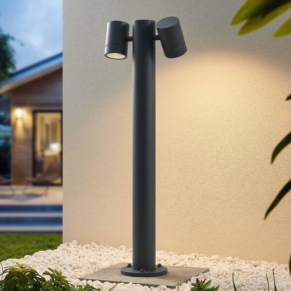 Lucande Maloney sloupkové svítidlo, dvousvítidlo, 75 cm, antracitová barva, stmívatelný, Černá, Hliník, Moderní