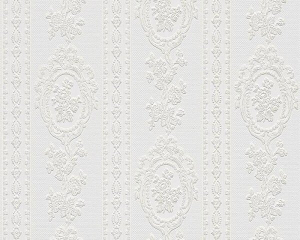 A.S. Création | Vinylová tapeta na zeď Belle Epoque 1861-40 | 0,53 x 10,05 m | bílá, metalická