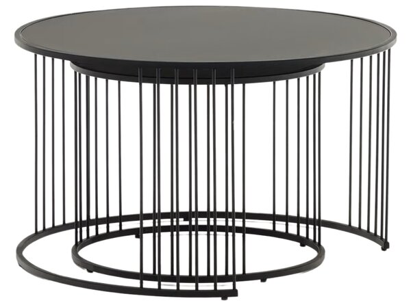 Set dvou černých skleněných konferenčních stolků Kave Home Hadar 45/75 cm