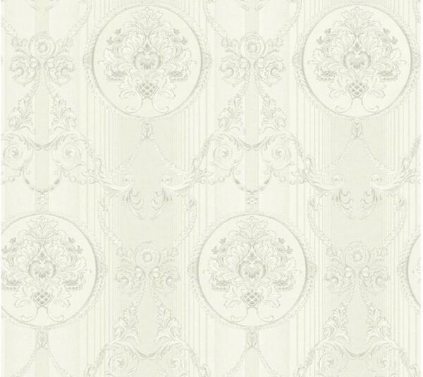 A.S. Création | Vliesová tapeta na zeď Hermitage 33083-3 | 0,53 x 10,05 m | metalická, bílá, šedá