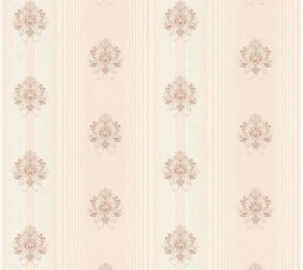 A.S. Création | Vliesová tapeta na zeď Hermitage 33084-5 | 0,53 x 10,05 m | krémová, metalická, růžová