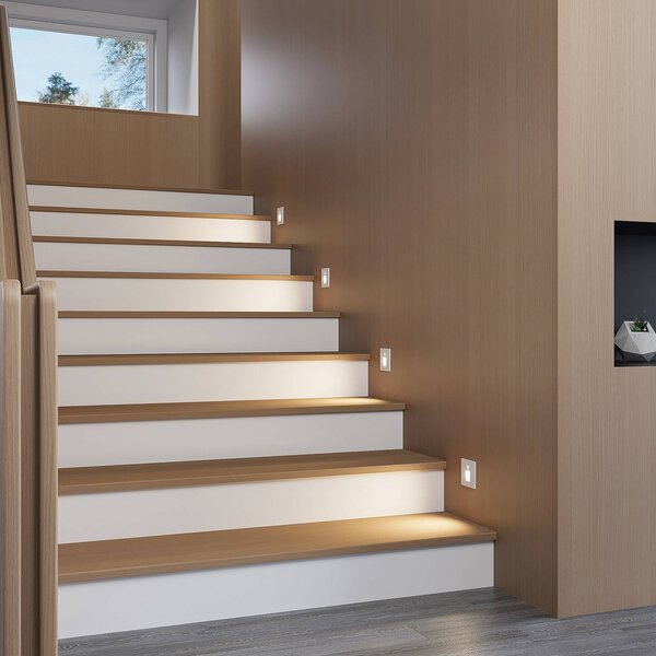 Arcchio LED vestavné svítidlo Neru, 7 cm, bílé, hranaté, senzor, Bílá / opál, Obývací pokoj / jídelna, Hliník, Moderní, Zapuštěné hranaté