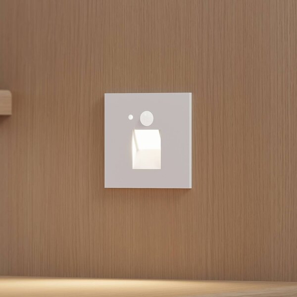 Arcchio LED vestavné svítidlo Neru, 7 cm, bílé, hranaté, senzor, Bílá / opál, Obývací pokoj / jídelna, Hliník, Moderní, Zapuštěné hranaté