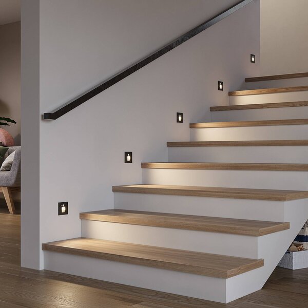 Arcchio Neru LED podhledové senzor hranaté, černá, Černá, Obývací pokoj / jídelna, Hliník, Moderní, Zapuštěné hranaté