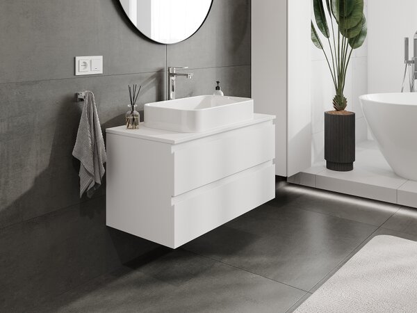 Mexen Orio, koupelnová skříňka 90 cm, 2 zásuvky, bílá matná, 91A10-09047-2-BFF01