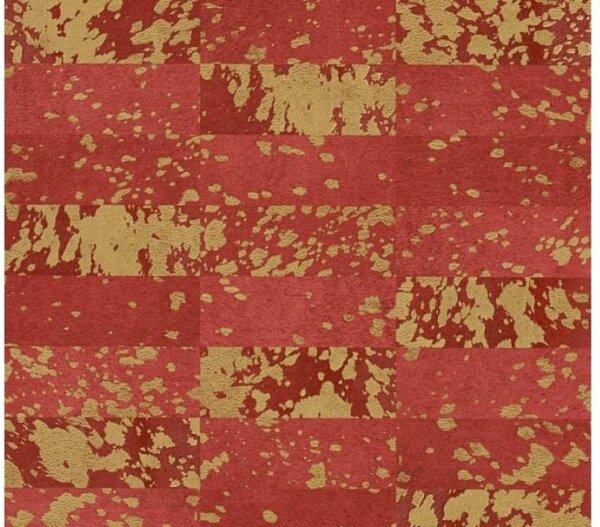 A.S. Création | Vliesová tapeta na zeď Saffiano 34062-1 | 0,53 x 10,05 m | zlatá, červená