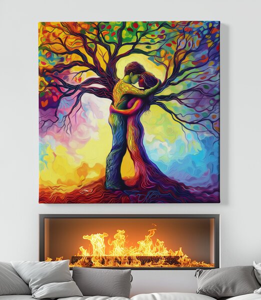 Obraz na plátně - Strom života Milenci v pokušení FeelHappy.cz Velikost obrazu (šířka x výška): 40 x 40 cm